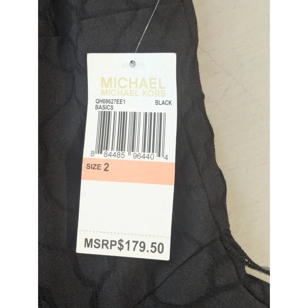 Michael Kors Dress Sleeveless Textured Goth Sheath Pleated Y2K Black Size‎ 2 NWT